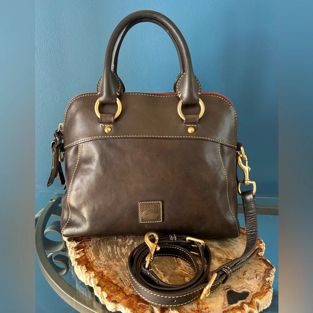 Dooney & Bourke Cameron Florentine Chestnut Brown Leather Satchel
